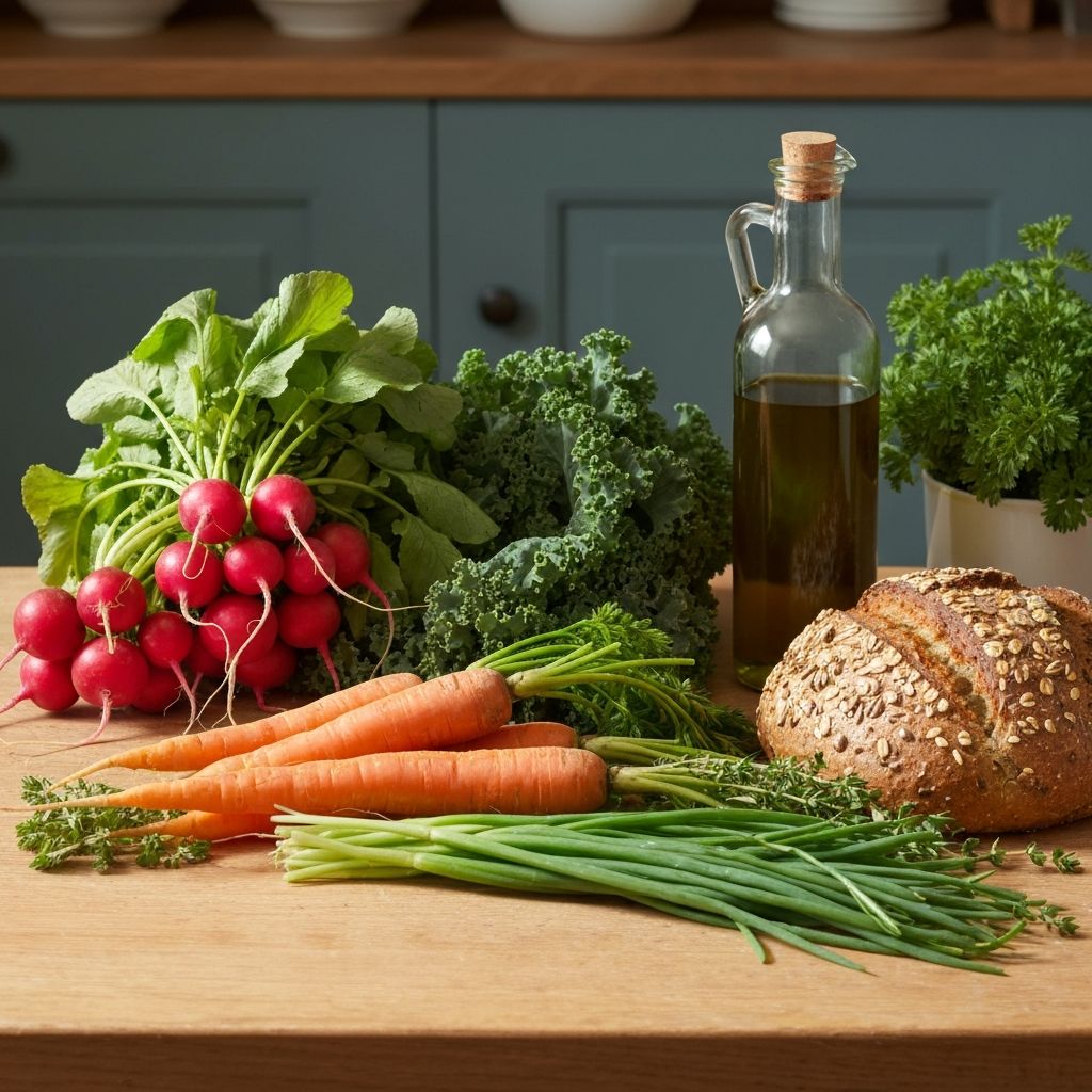 Fresh ingredients in traditional French kitchen